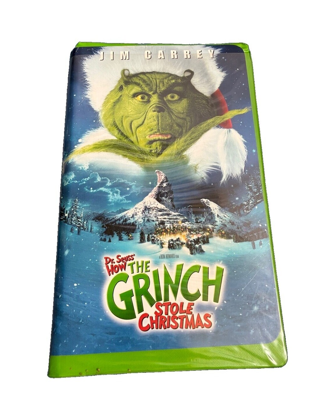 2001 Dr. Seuss How the Grinch Stole Christmas Jim Carrey VHS Green Clamshell